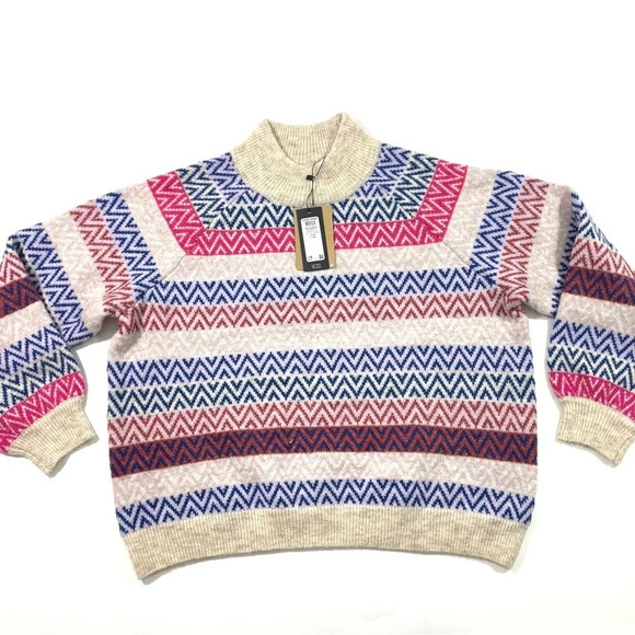 New Vero Moda Curve Rail High neck Sweater Multicolor Stripe - Picture 2 of 7